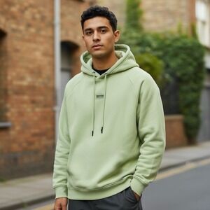 DR Essentials Men's Fleece Apple Green Raglan Hoodie Sweatshirt Size Small NWT